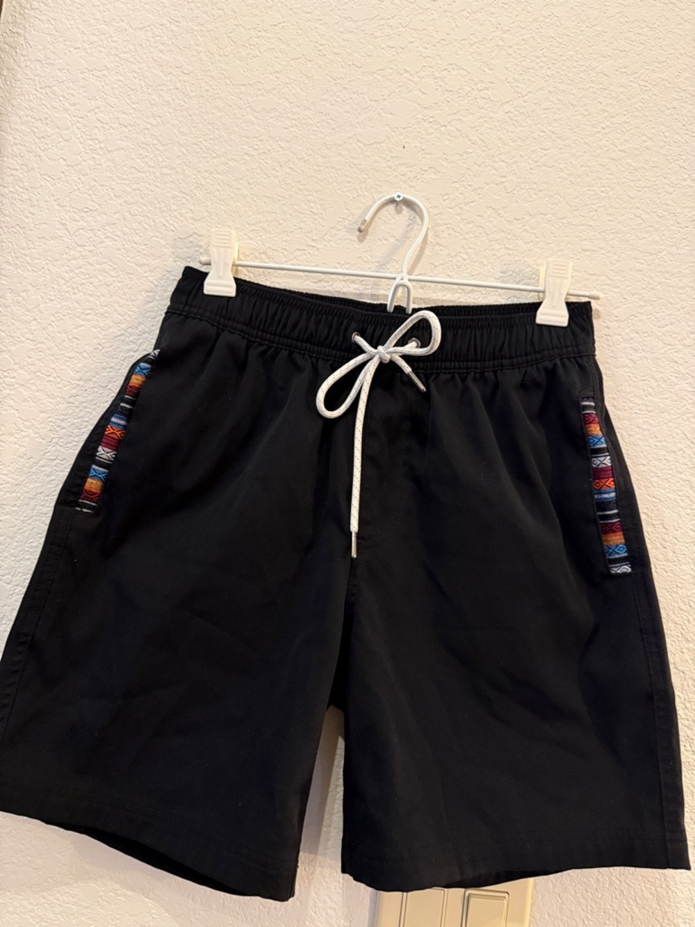 Men's Black Swim Hybrids with Multicolor Trim